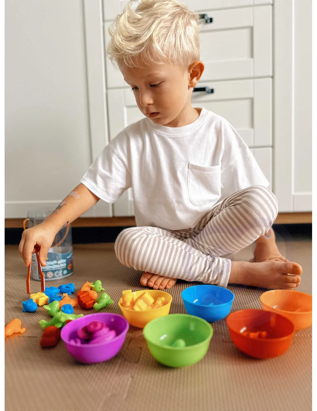 WOOPIE Gra Edukacyjna Montessori Sorter Kolorów Dinozaury 56 el.