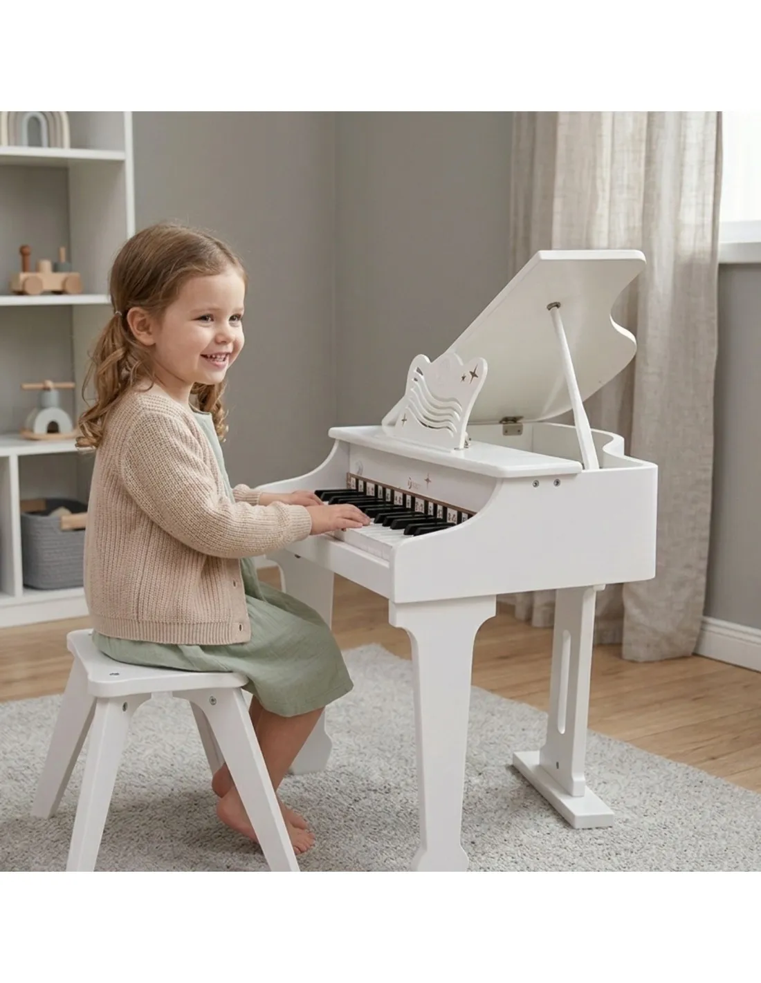 CLASSIC WORLD Duże Pianino Fortepian dla Dzieci z Krzesełkiem i Książeczką do Nauki