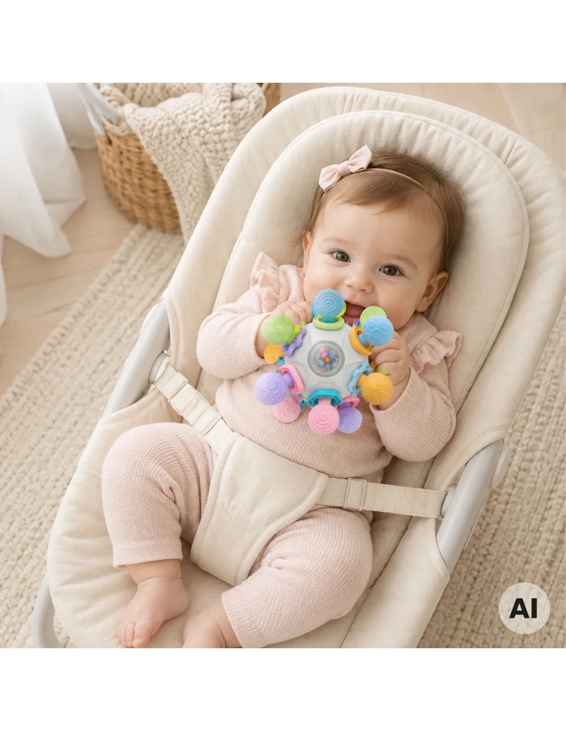 WOOPIE BABY Zabawka Sensoryczna Gryzak Piłka 3w1 Piłka 6m+