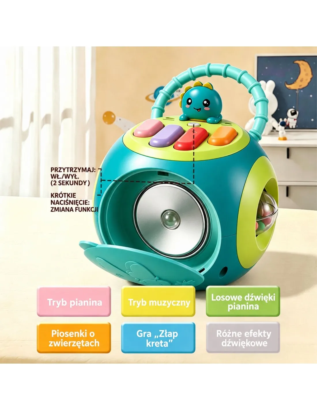Woopie Interaktywna Kula Edukacyjna Montessori Pianinko