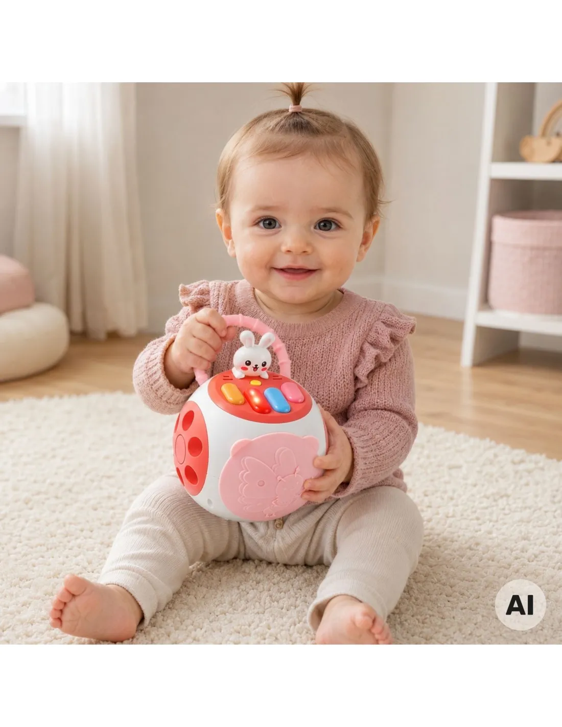 WOOPIE BABY Pianinko Króliczek Edukacyjny Dla Dzieci Różowy