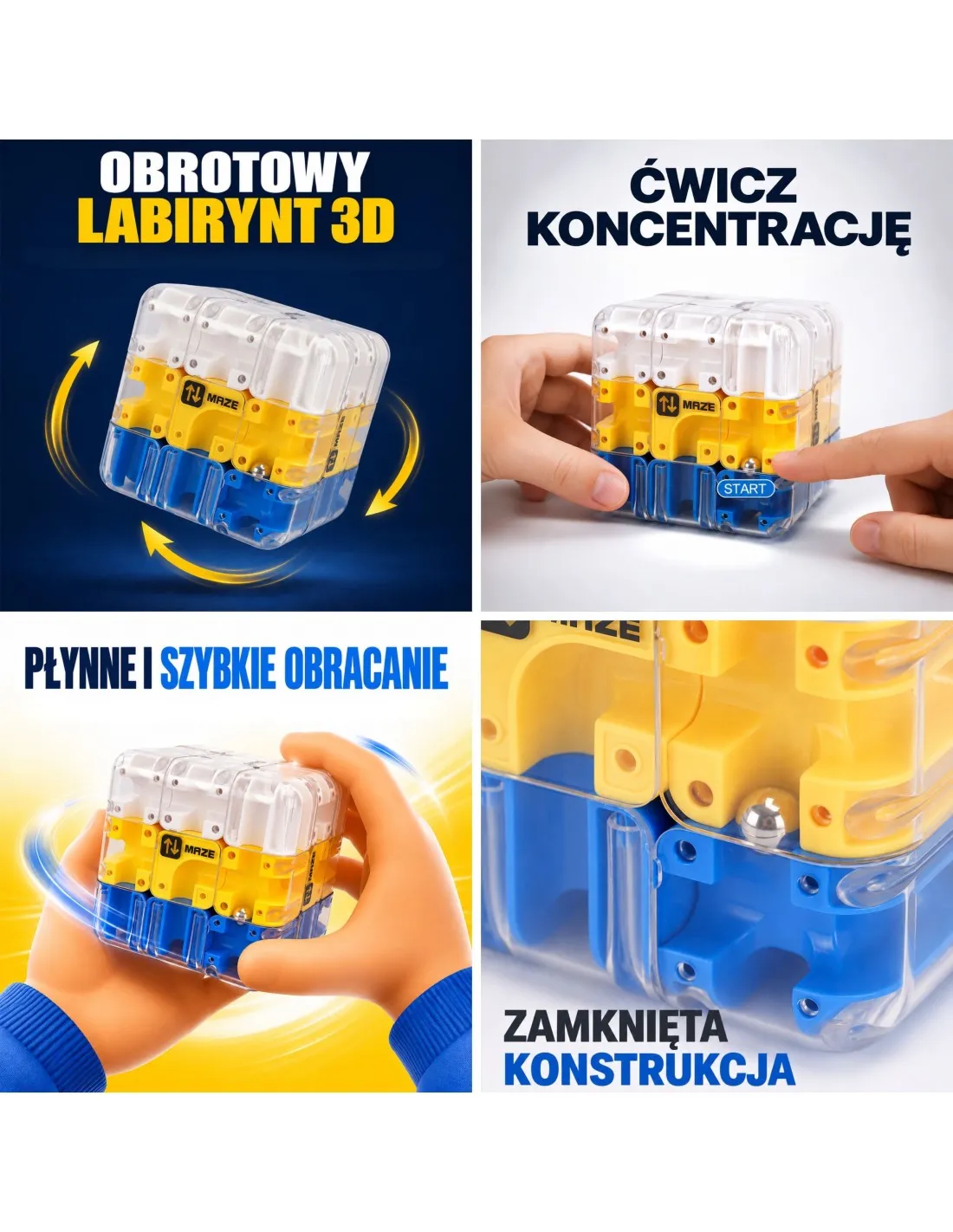 WOOPIE Łamigłówka  Gra Logiczna Labirynt 3D Kostka Niebieska