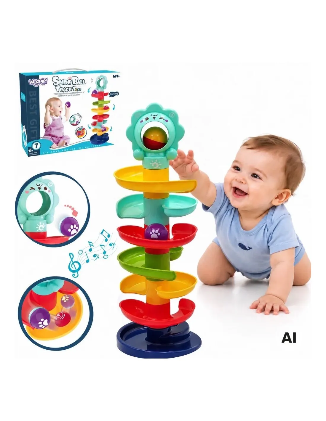 WOOPIE BABY Kulodrom Tor Kulkowy Zestaw Spirala + 2 Kulki